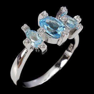 Blue Topaz Gemstone .925 Sterling Silver Ring